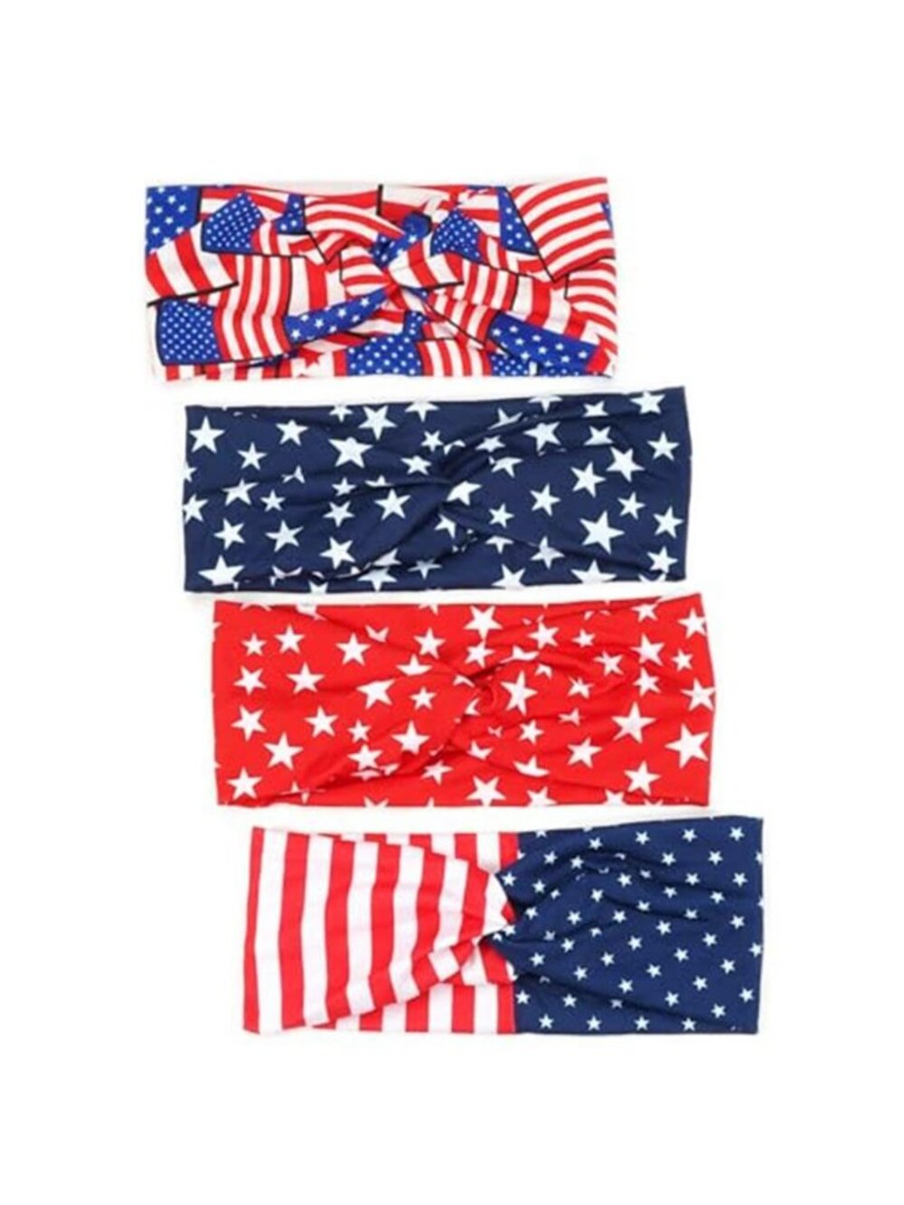 Patriotic American Flag Twist Headband  set of 4